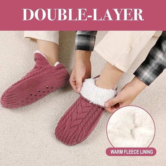 NWT Plush Sherpa-lined Cozy Socks non slip - Picture 3 of 5